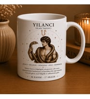 Yılancı Burcu Baskılı Beyaz Kupa Bardak  Yılan Taşıyıcı Ophiuchus Astroloji Kupası  Özel Tasarım Seramik Kupa