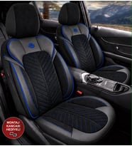 Alfa Romeo 155 Shine Siyah Mavi Tay Tüyü Oto Koltuk Kılıfı Tam Set-Kolay Montaj-Terletmez-Ortopedik 1992-1998