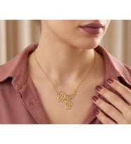 Kişiye Özel 925 Ayar Gümüş Pegasus İsim Detaylı Tasarım Kolye (Gold)