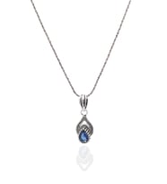 Safir Taşlı Damla Model Oksitli Telkari Gümüş Kolye 201021967