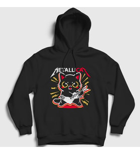 Presmono Unisex Siyah Metallicat Metallica Kedili Kapüşonlu Sweatshirt 460530tt