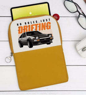 BK Gift Drifting Tasarımlı Taşınabilir Koruyucu Tablet Kılıfı & Organizer Çanta - Sarı-1