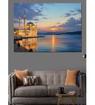 Gün Batımında İstanbul Boğazı Ve Camii Dekoratif Kanvas - Mdf Ahşap Tablo