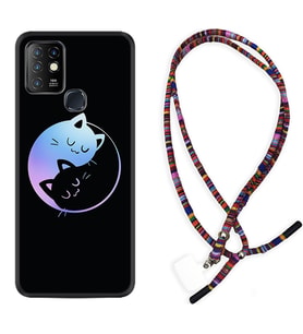 INFINIX Hot 8 9 10 11S Hot 10 Play 10T Kılıf Boyun Asklı Rasta Silikon Love Cats 1604
