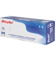 Beybi Lateks Pudralı Muayene Eldiveni M Beden 100 Lü
