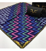 ZigZag Desen Black Seri Twill Eşarp Eşarp Askısı ile Birlikte 90x90 cm Mor Pembe