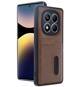 Newface Xiaomi Redmi Note 14 Pro 5G Kılıf Sara Kartvizitli Deri Kılıf - Taba