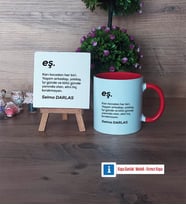 Eşe Hediye Dekoratif Taş, Kupa Bardak Kırmızı Hediye (Model 1)