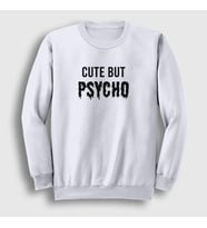 Presmono Unisex Beyaz Cute But Psycho Sweatshirt 397629tt (Beyaz)