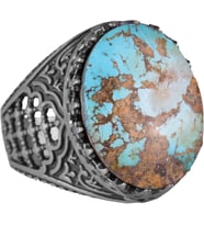 Gerçek Doğal Arizona Turkuaz Taş Yüzük - 925 Ayar Gümüş Yüzük - Kral Yüzük