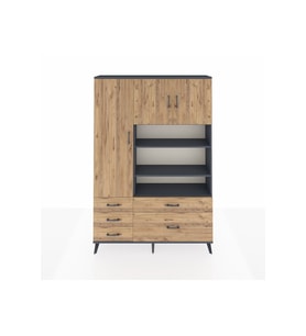 Arges Gardrop 9 Raflı 5 Çekmeceli 3 Kapaklı 132x30x195 Antrasit-Çam