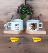Teyzeye Hediye Kupa Bardak Ahşap Altlıklı Kısa Fotoğraflı Doğum Günü Anneler Günü Hediyesi