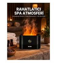 Mey İthalat® Alev Görünümlü Hava Nemlendirici Kumandalı LED Işıklı Aromatik Difüzör Yeni Nesil