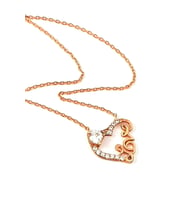 Love yazılı tek taş detaylı gümüş rose aşk kolyesi