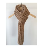Mora Knit El Örgüsü Yünlü  Kısa Unisex Karamel Atkı