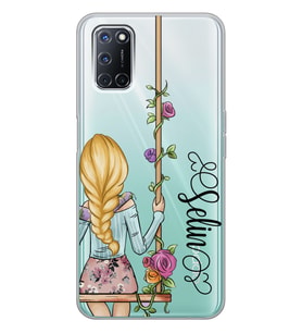Oppo Sarı Saçlı Kız Tasarımlı Şeffaf Telefon Kılıfı