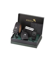 Polo Air Takvimli Dikdörtgen Kasa Erkek Kol Saati Cüzdan Kemer Kartlık Parfüm Seti Siyah Renk PL-7085E1