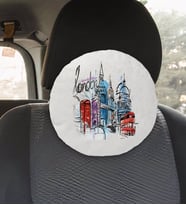 BK Gift Kişiye Özel İsimli London Tasarımlı Yuvarlak Araç Koltuk Yastığı-4