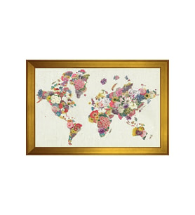 Harita Temalı Kanvas Tablo 80 x 110 cm Gold Çerçeve