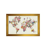 Harita Temalı Kanvas Tablo 80 x 110 cm Gold Çerçeve