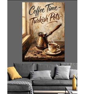 Coffee Time Turkish Pots Nostalji Dekoratif Kanvas - Mdf Ahşap Tablo