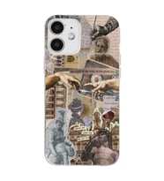 Iphone 12 Uyumlu Aesthetic Sanatsal Kolaj Tasarımlı Şeffaf Telefon Kılıfı