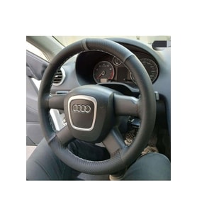 DİKİŞLİ DİREKSİYON KILIFI NOKTALI/KARBON DERİ GRİ YÜZÜK GRİ DİKİŞ AUDİ İÇİN HIZLI KARGO