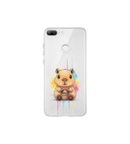 Honor 9 Lite ile Uyumlu Splash Kapibara Tasarımlı Şeffaf Silikon Kılıf