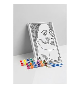 Kadın Yüzü Desenli Mandala Tuval Boyama Seti 40x50 cm