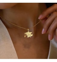 Kişiye Özel 925 Ayar Gümüş Mezuniyet Yıl İsim Kolye (Gold)