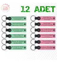 Yeşil & Pembe, Bebek Doğum Gününe Özel Sürpriz, 12’li Set, Kişiye Özgü Yazılı Hatıra Anahtarlık