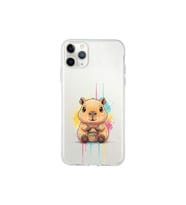 iPhone 11 Pro ile Uyumlu Splash Kapibara Tasarımlı Şeffaf Silikon Kılıf