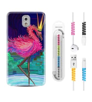 Samsung Note 3 4 5 8 9 20 Ultra 10 Lite Kılıf Kablo Koruma Spiral Silikon Queen Flamingo 1748