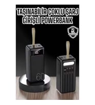 Mey İthalat® Powerbank 60.000 MAH 4 Portlu Uzun Şarj Süreli Dijital Göstergeli