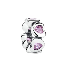 Nur Silver Pembe Taşlı Kalpli Gümüş Charm NUR-BL00857