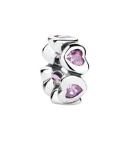 Nur Silver Pembe Taşlı Kalpli Gümüş Charm NUR-BL00857