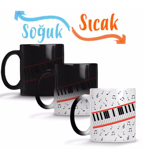 Piano Piyano Müzik Notaları Sihirli Kupa Bardak Porselen
