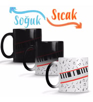 Piano Piyano Müzik Notaları Sihirli Kupa Bardak Porselen