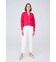 Peraluna OLIVIA CARDIGAN Selanik Örgü %100 Pamuk V Yaka Kadın Triko Hırka - Azalea Pink