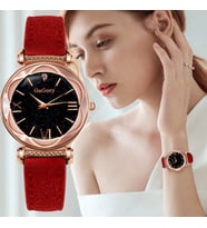 Gogoey Kadın Kol Saati Lüks Moda Şık Trend Bayan Kol Saati Kırmızı Rose Gold
