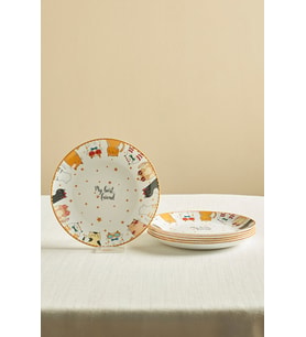 Cat Cake 6 Parça Opal Cam Pasta Seti 19 cm (Çok Renkli)