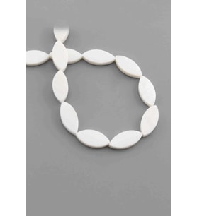 Sedef Doğal Taş Parlak Beyaz Oval Göz Kesim 9x18mm Dizi [AA]