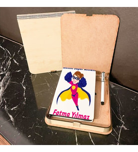 Anneler Günü Hediyesi Ahşap Kutulu Defter Kalem Set 003