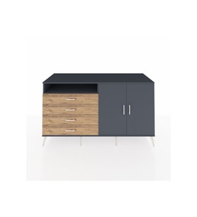 Kronos Konsol 3 Raflı 4 Çekmeceli 2 Kapaklı 176x59x99 Antrasit-Antrasit/Çam