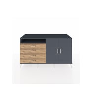 Kronos Konsol 3 Raflı 4 Çekmeceli 2 Kapaklı 176x59x99 Antrasit-Antrasit/Çam