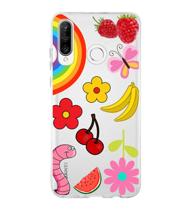 PrintiFy Huawei P30 Lite ile Uyumlu 1mm Slim Fit Water Color 5 Baskılı Şeffaf  Kılıf