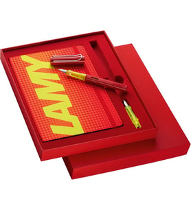 Lamy Al-Star Parlak Kirmizi Renk F Uc Dolma Kalem Ve Defter Seti