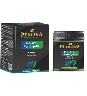 Perlina Pre-Pro-Postbiyotik Sindirim Sistemi Desteği, Veteriner Plus, Çiğnenebilir Tablet, 90 Adet, Köpekler ve kediler İçin