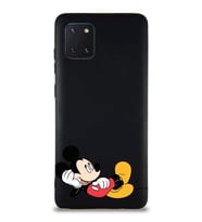Samsung Galaxy Note 10 Lite Soft Premier Kapak Mickey Mouse-F Tasarımlı Silikon Kılıf - Siyah (Şeffaf)