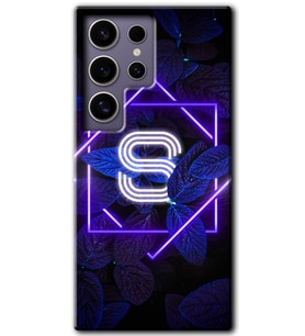 Galaxy S24 Ultra Kılıf HD Desen Baskılı Kılıf - Dark Neon Yaprak S Harfi